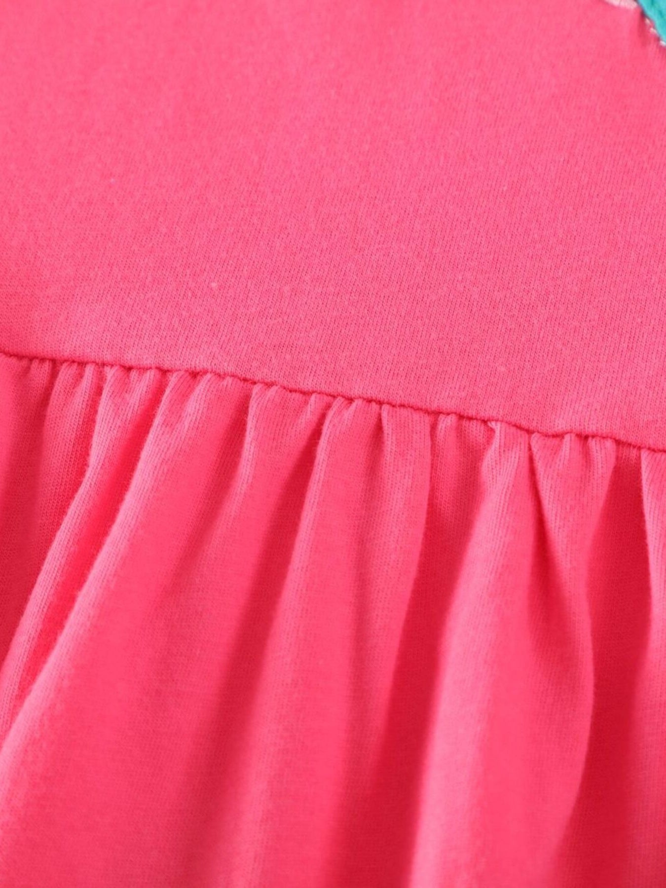 Children's Bird Applique Pocket Ruffle Sleeve Dress