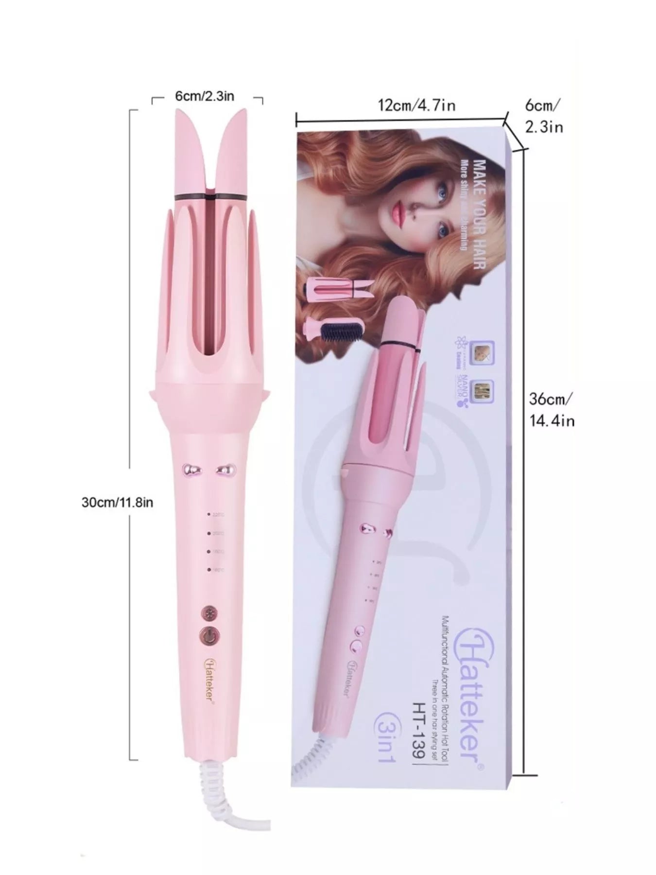 2-in-1 Automatic Rotating Ceramic Curling Iron