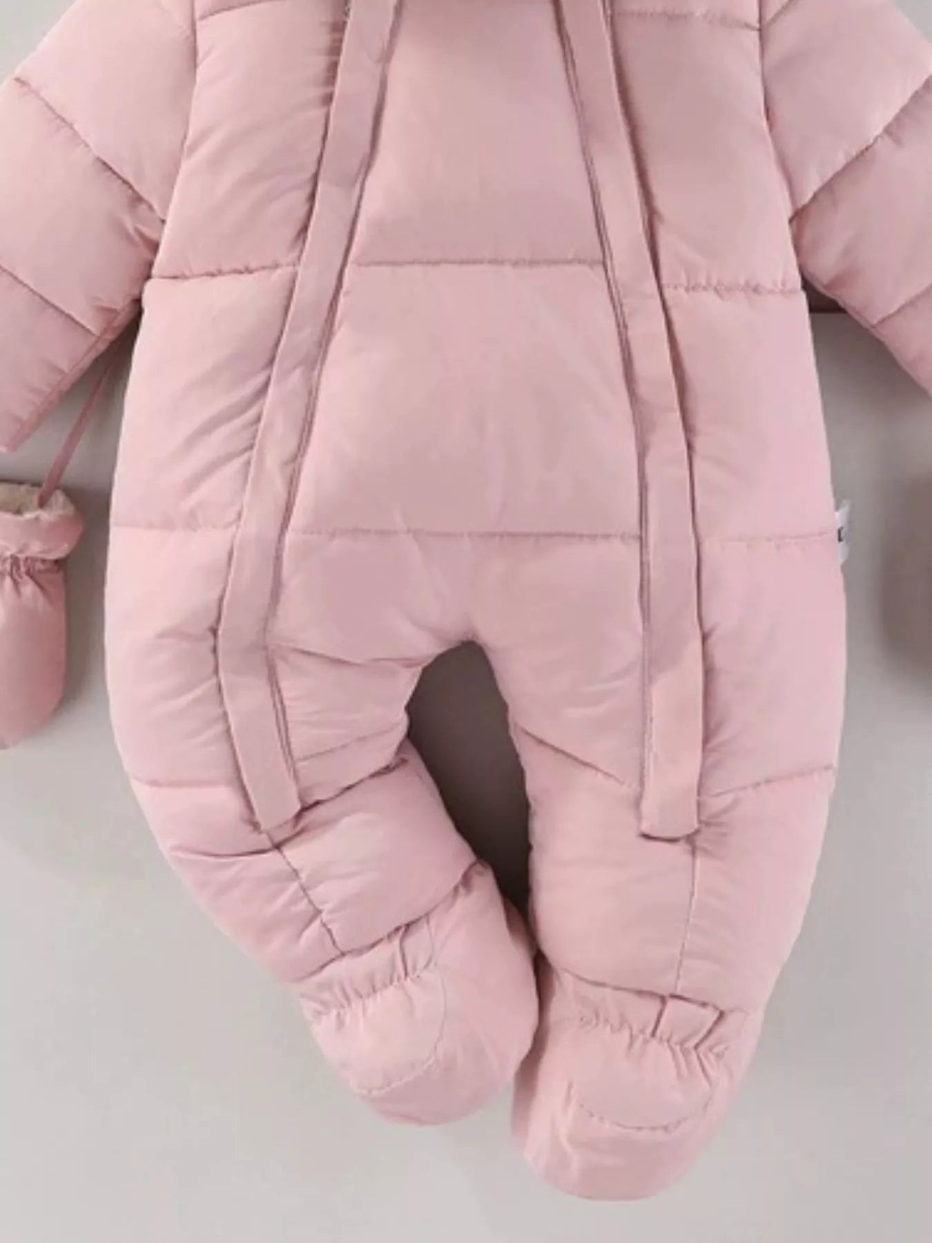 Children's Warm Padded One-Piece Snowsuit with Fur Hood