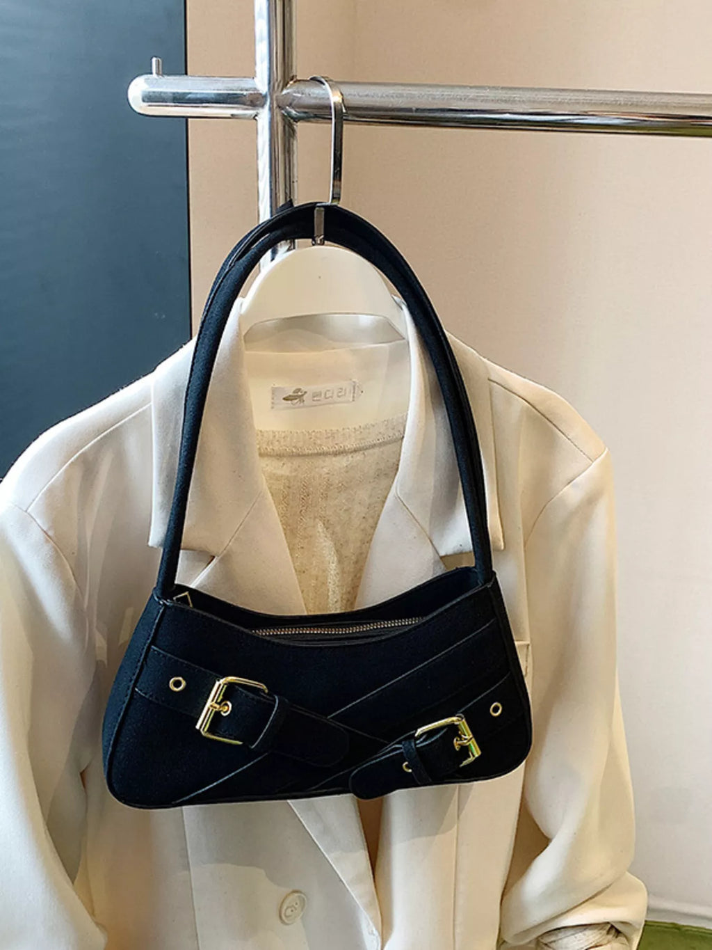 Buckle Decor Shoulder Bag