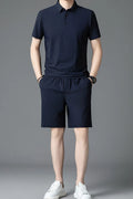 Men's Plus Size Short Sleeve Polo and Shorts Set