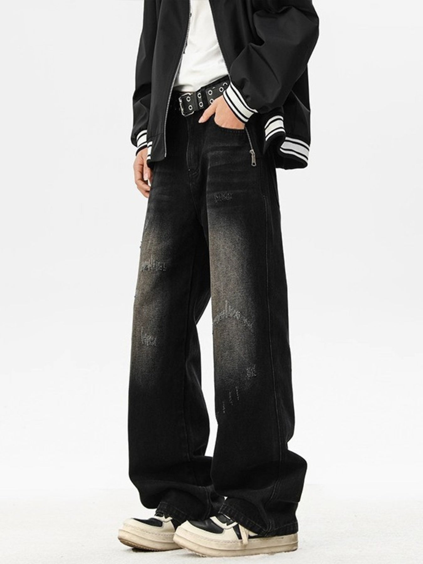Men's Full Size Washed Wide Leg Jeans Plus Size