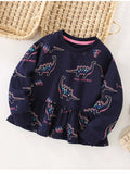 Children's Dinosaur Print Ruffle Hem Sweatshirt