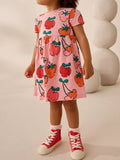 Children's Fruit Print Round Neck Casual Dress