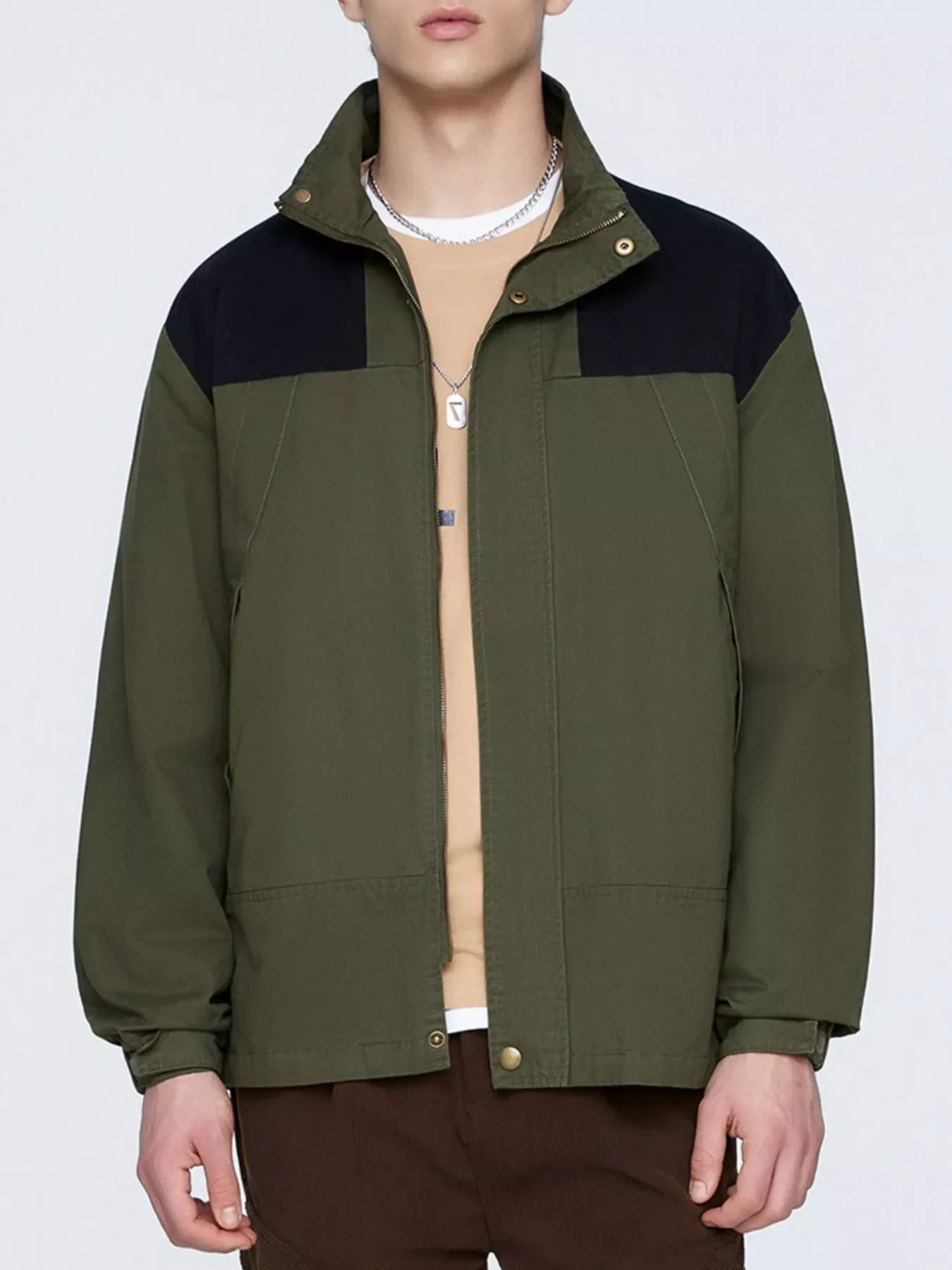 Men's Plus Size Two-Tone Windproof Jacket