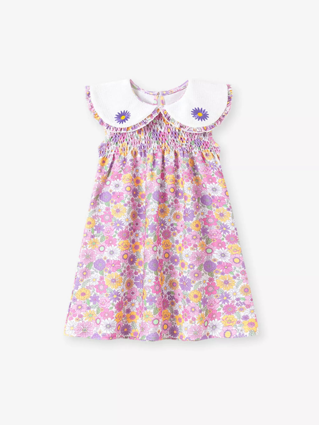 Children's Floral Smocked Peter Pan Collar Dress