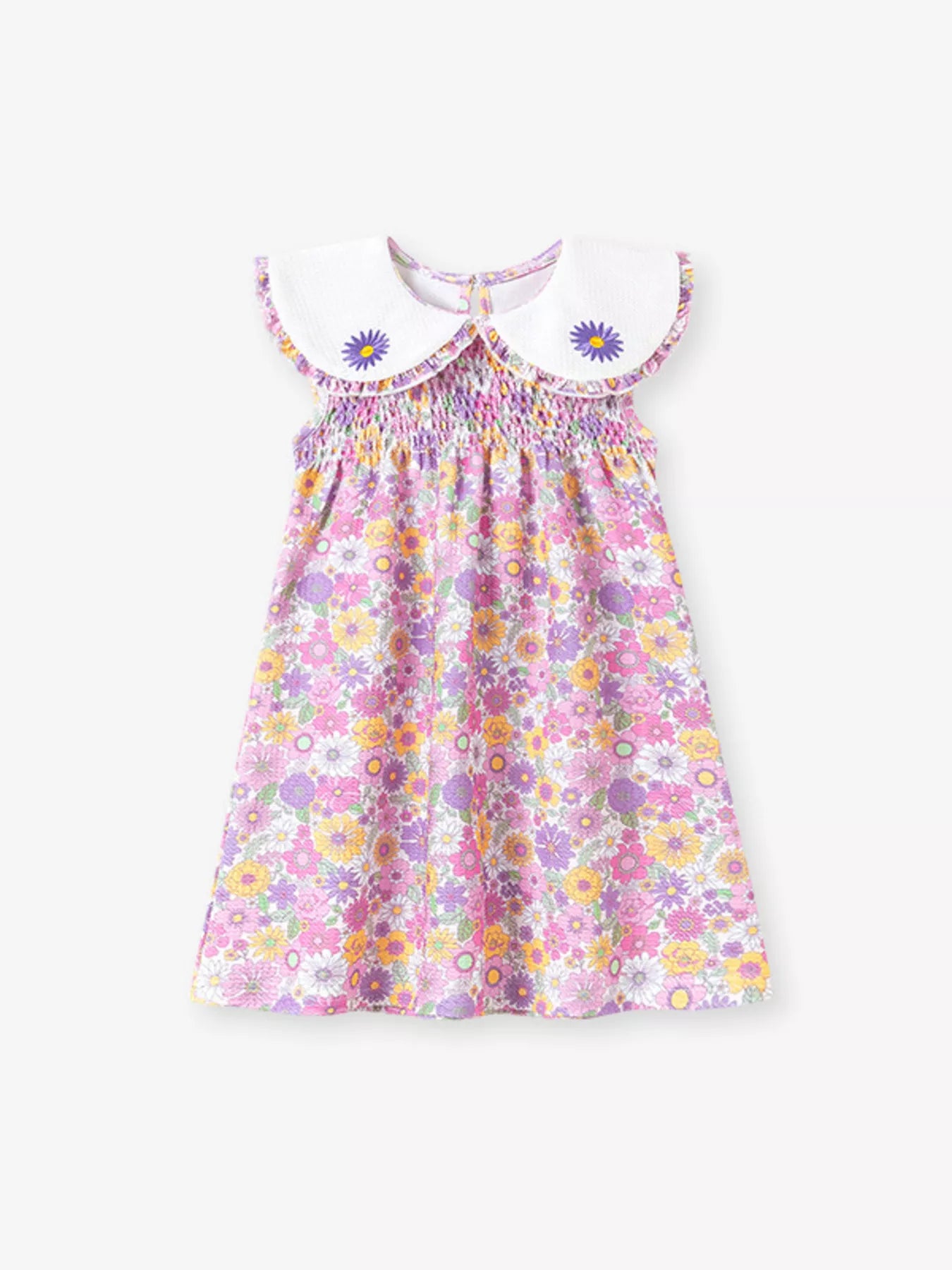 Children's Floral Smocked Peter Pan Collar Dress