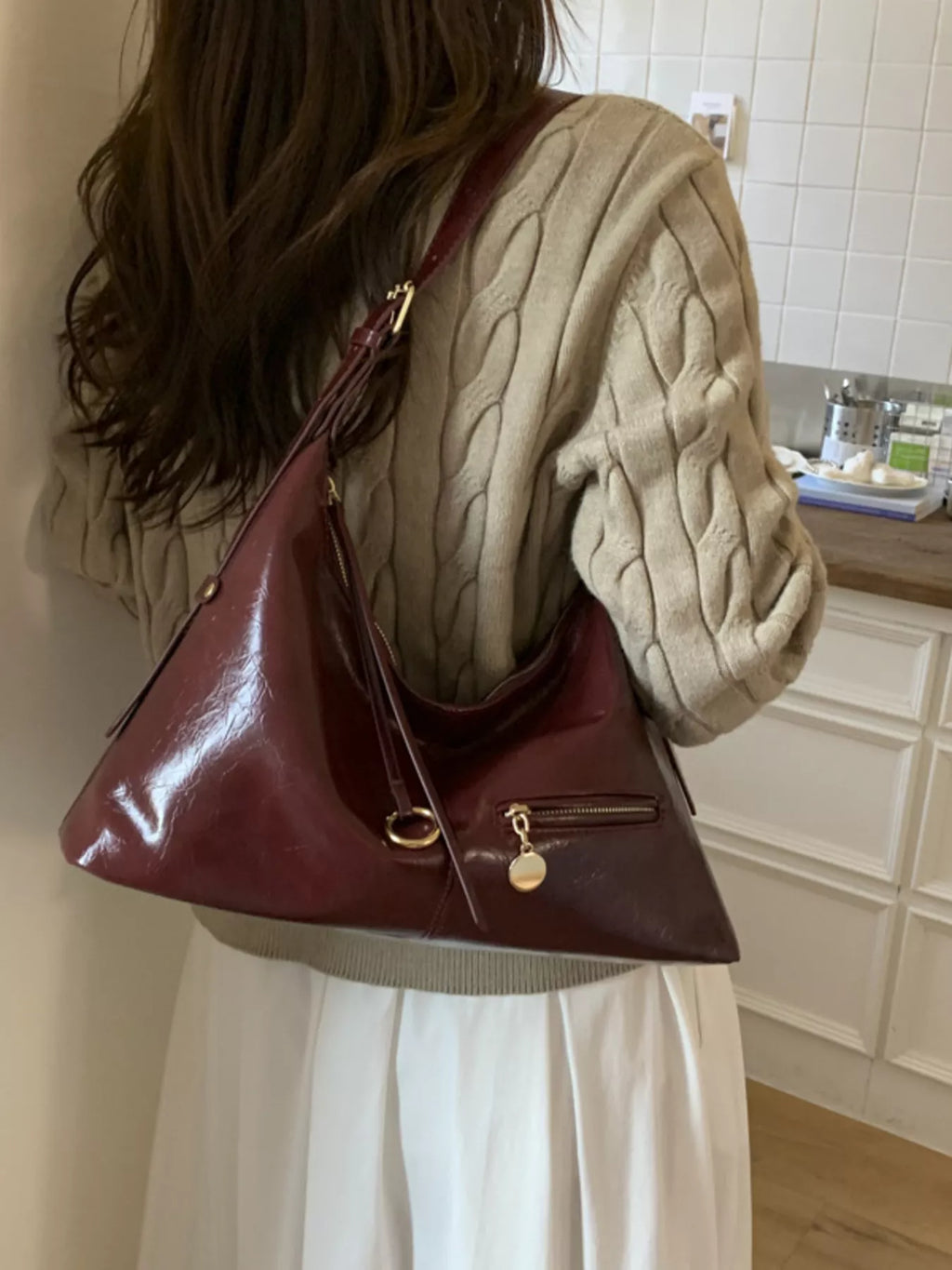 Leather Hobo Shoulder Bag