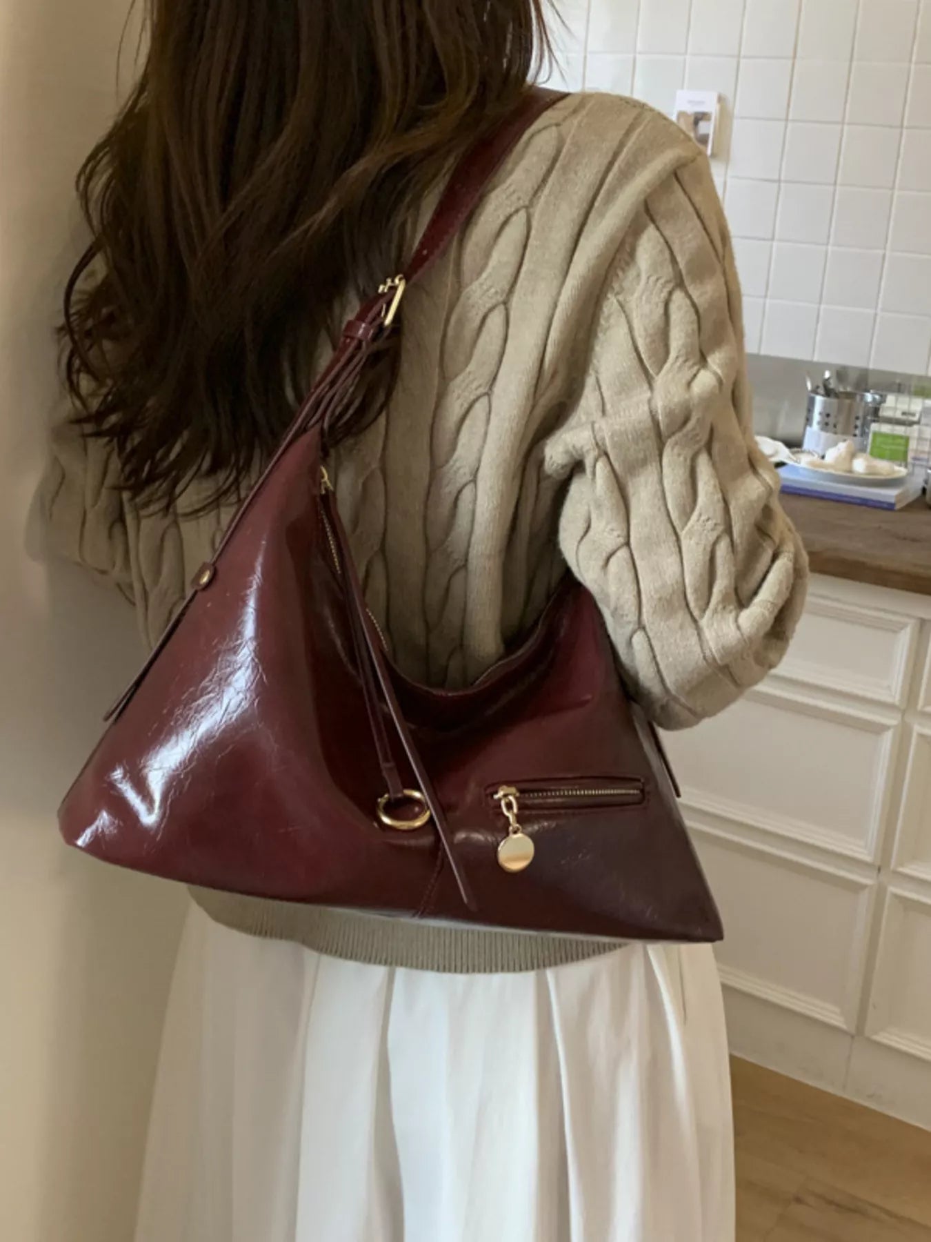 Leather Hobo Shoulder Bag