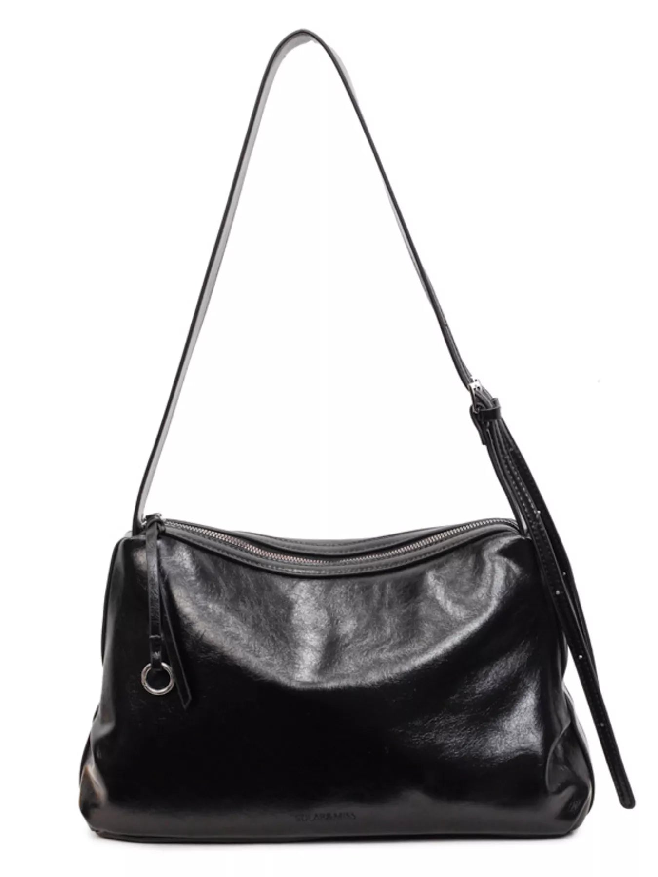 Sleek Faux Leather Hobo Shoulder Bag