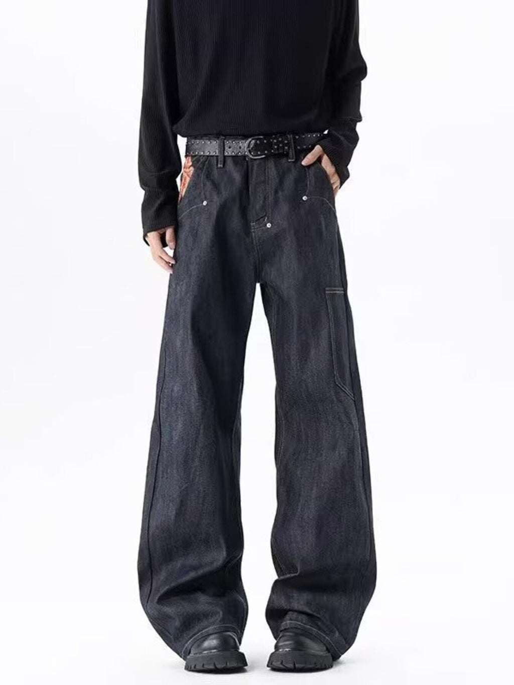 Men's Full Size Wide Leg Wash Jeans Plus Size