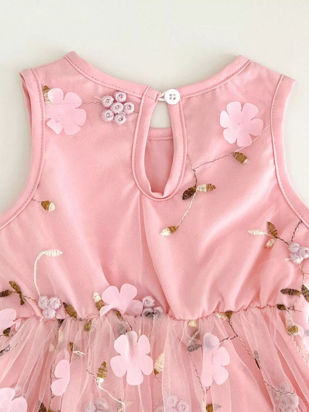 Children's Floral Sleeveless Tulle Dress
