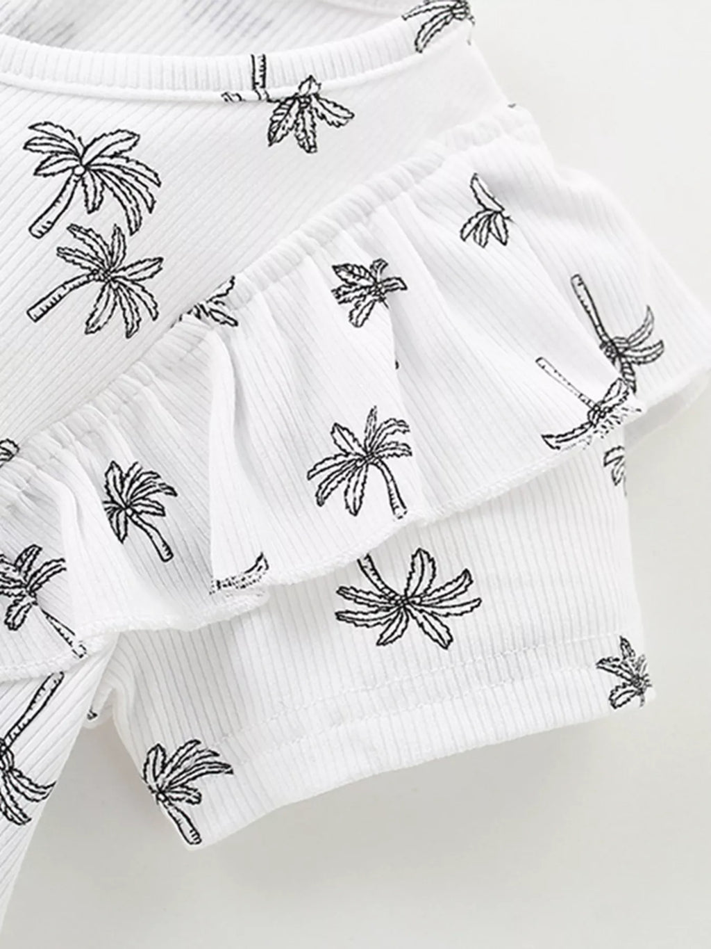 Children's Tropical Print Ruffle Sleeve Top & Shorts Set