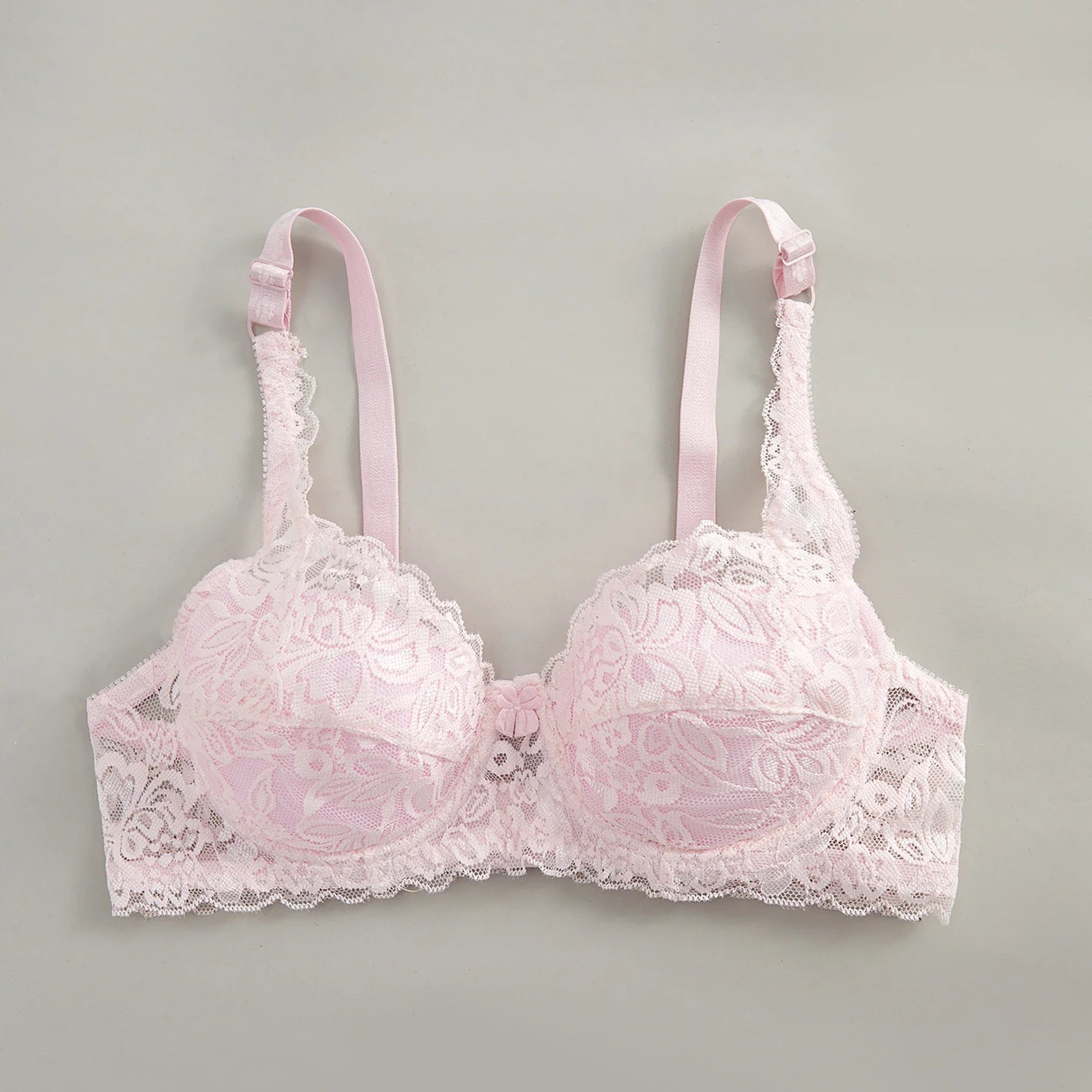 Women's Solid Color Bow Decor Push-Up Underwire Lace Bra with Adjustable Straps Soft Comfortable Breathable Triple-Breasted Ling