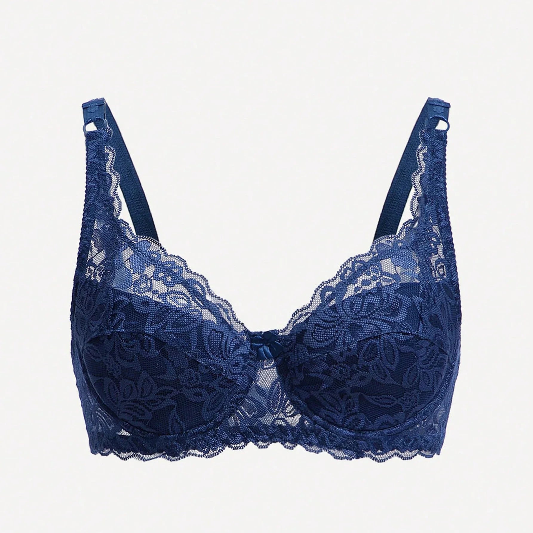Women's Solid Color Bow Decor Push-Up Underwire Lace Bra with Adjustable Straps Soft Comfortable Breathable Triple-Breasted Ling