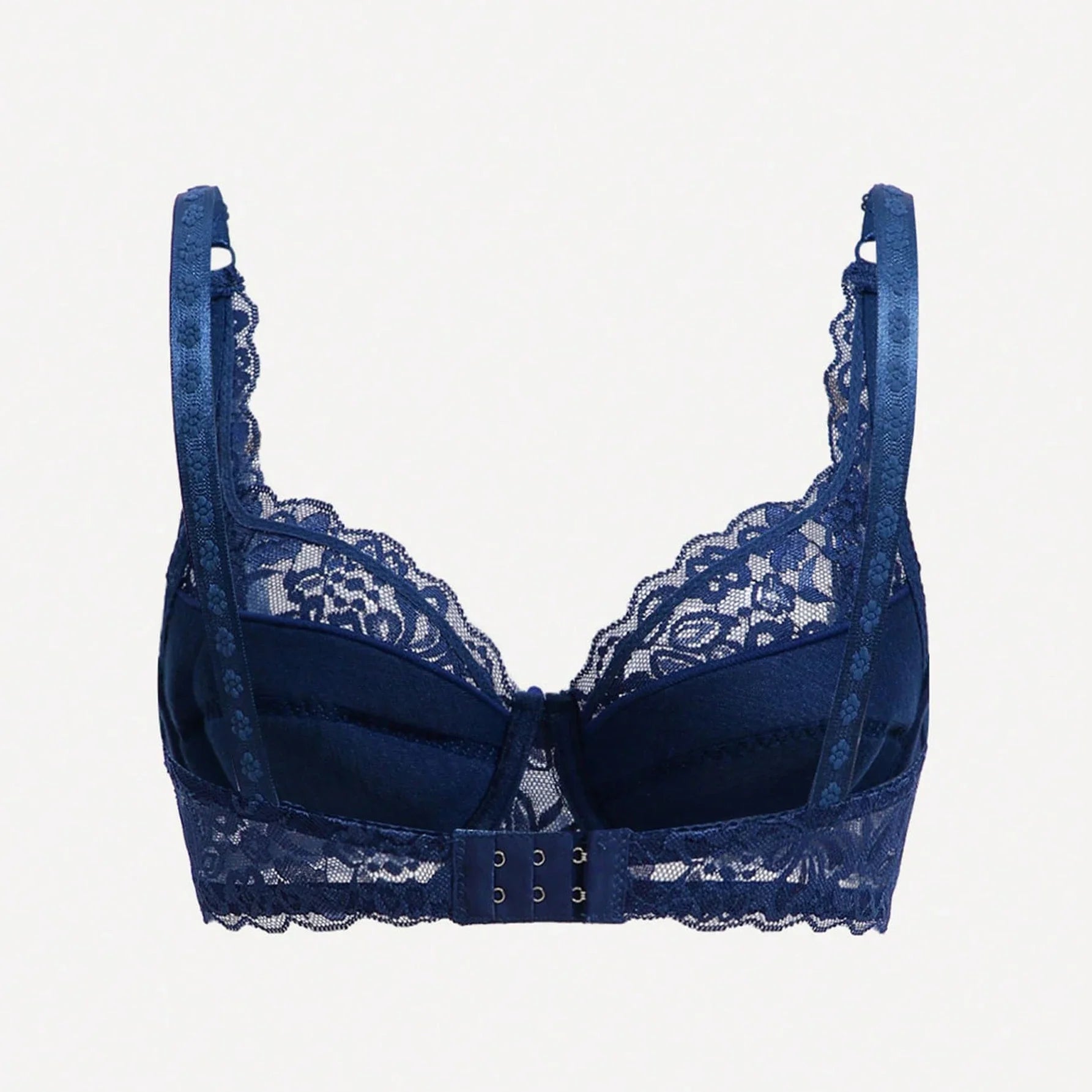 Women's Solid Color Bow Decor Push-Up Underwire Lace Bra with Adjustable Straps Soft Comfortable Breathable Triple-Breasted Ling