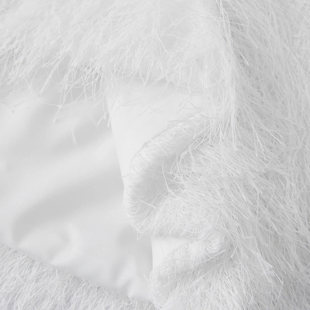 Women's 2026 Trendy White Fluffy Fur Sleeveless Cropped Top Soft Fuzzy Blouse Casual Party Daily Streetwear Fashion Top