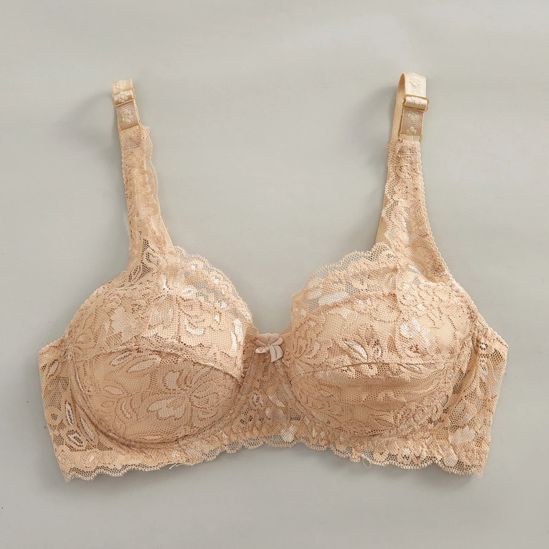 Women's Solid Color Bow Decor Push-Up Underwire Lace Bra with Adjustable Straps Soft Comfortable Breathable Triple-Breasted Ling