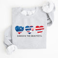 America The Beautiful Retro Hearts Patriotic Vintage American Pride Flag Inspired Sweatshirt