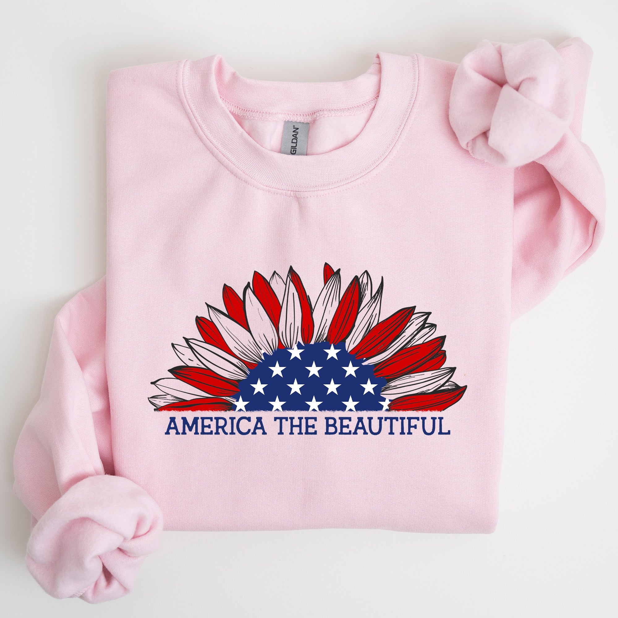 America The Beautiful Sunflower Patriotic Emblem Artwork In Bold Uplifting Style For Everyday Wear Sweatshirt