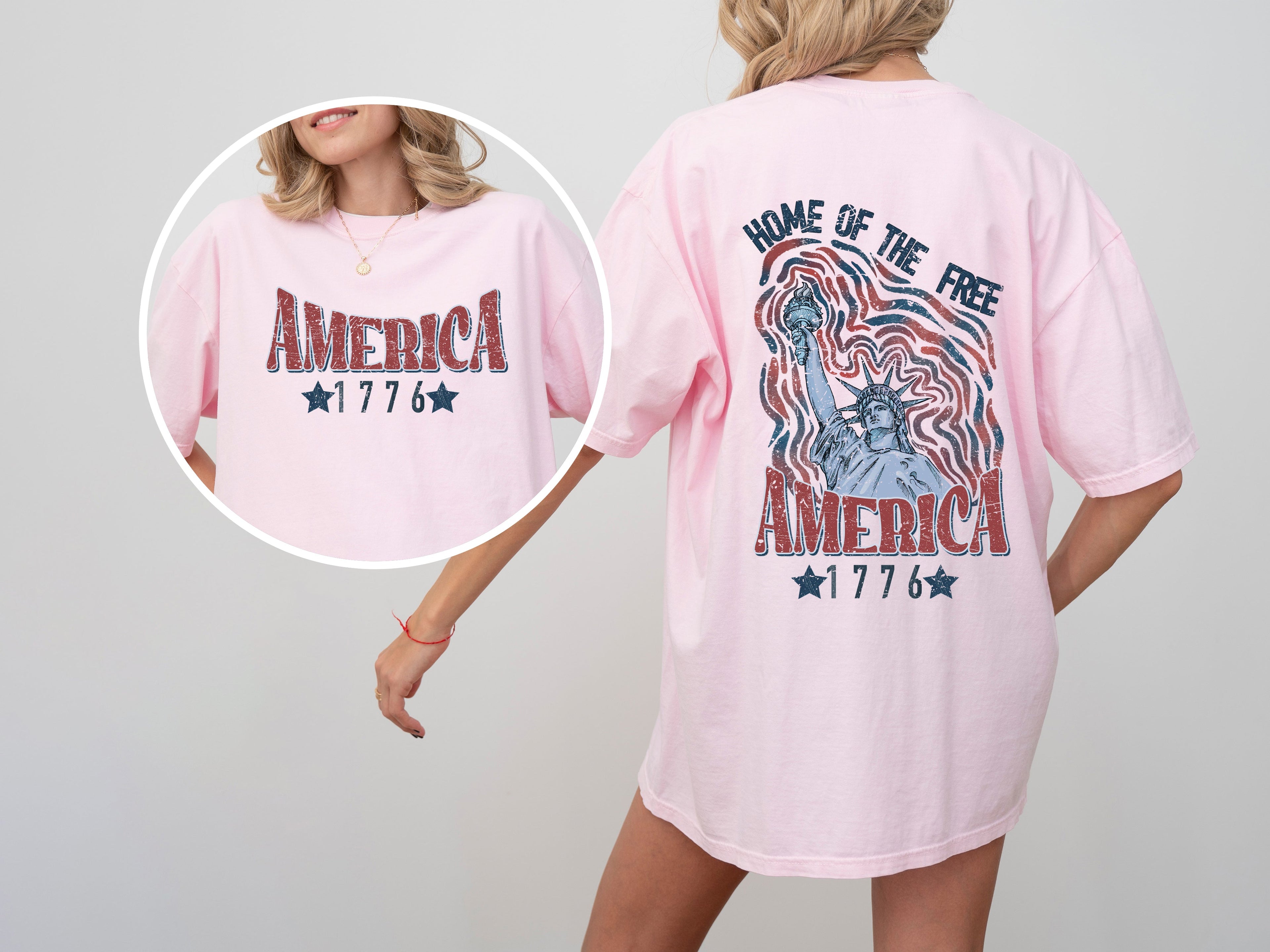 America Home Of The Free Statue Of Liberty Patriotic 1776 4th Of July Independence Day Comfort Colors Tee