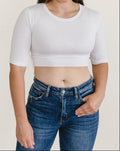 Crew Neck Elbow Sleeve Halftee