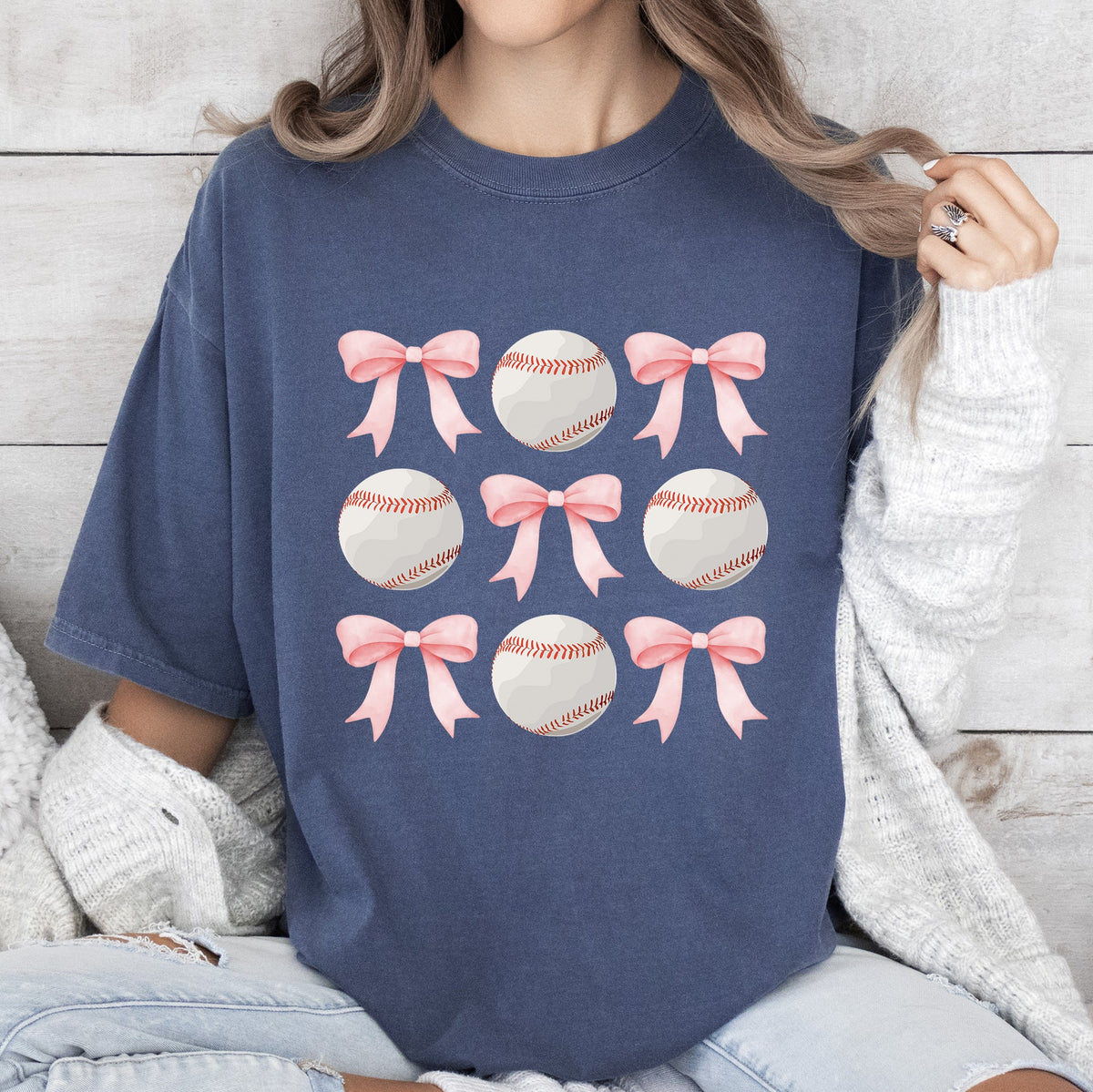 Baseball Mama Pink Bows Sports Lover Coquette Style Vintage Inspired Comfort Colors Tee