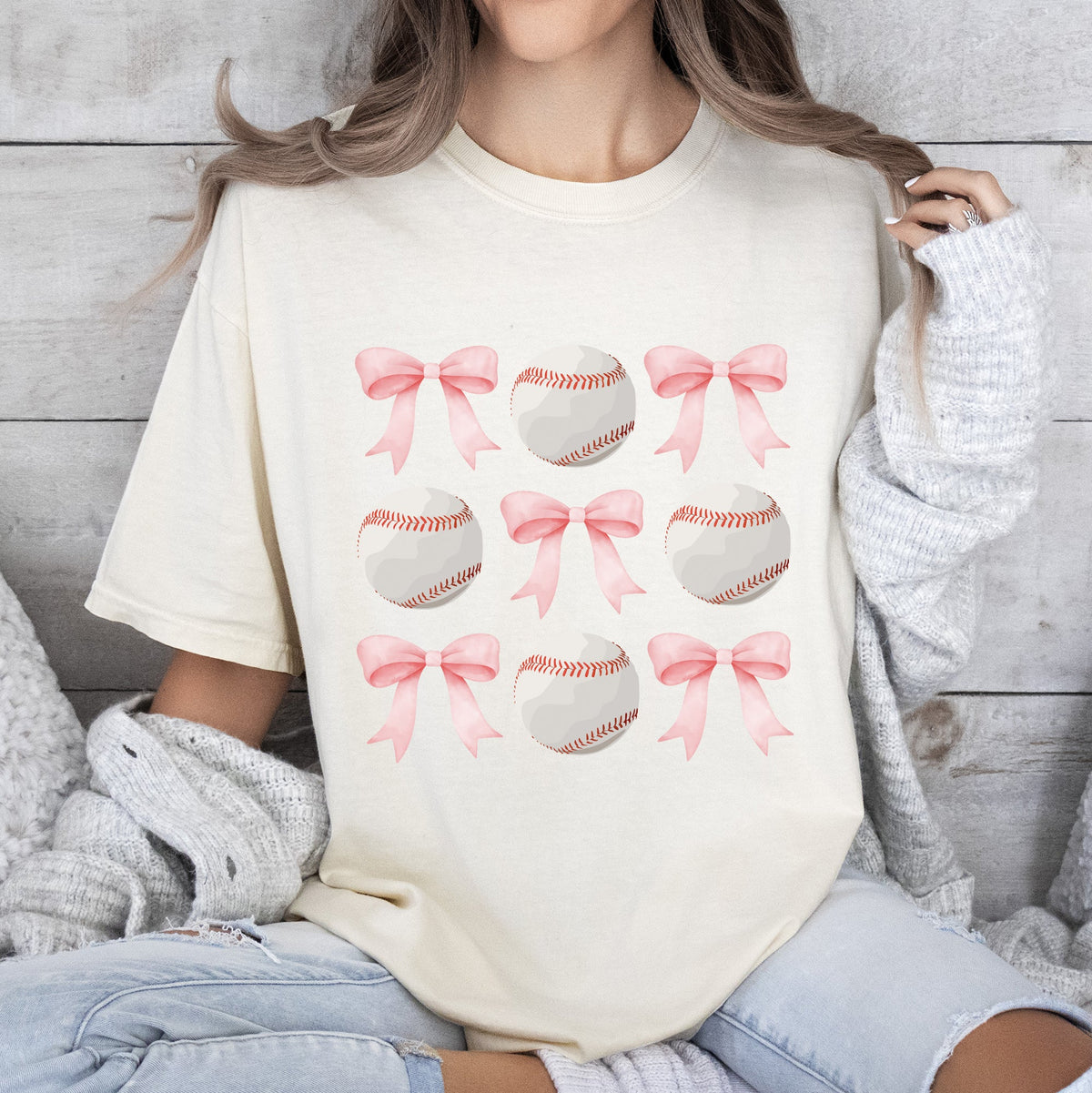 Baseball Mama Pink Bows Sports Lover Coquette Style Vintage Inspired Comfort Colors Tee
