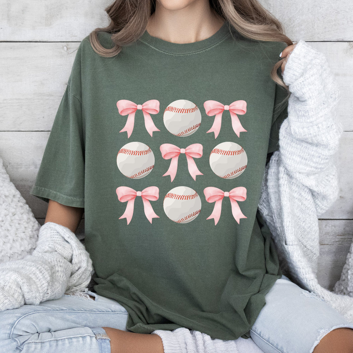 Baseball Mama Pink Bows Sports Lover Coquette Style Vintage Inspired Comfort Colors Tee