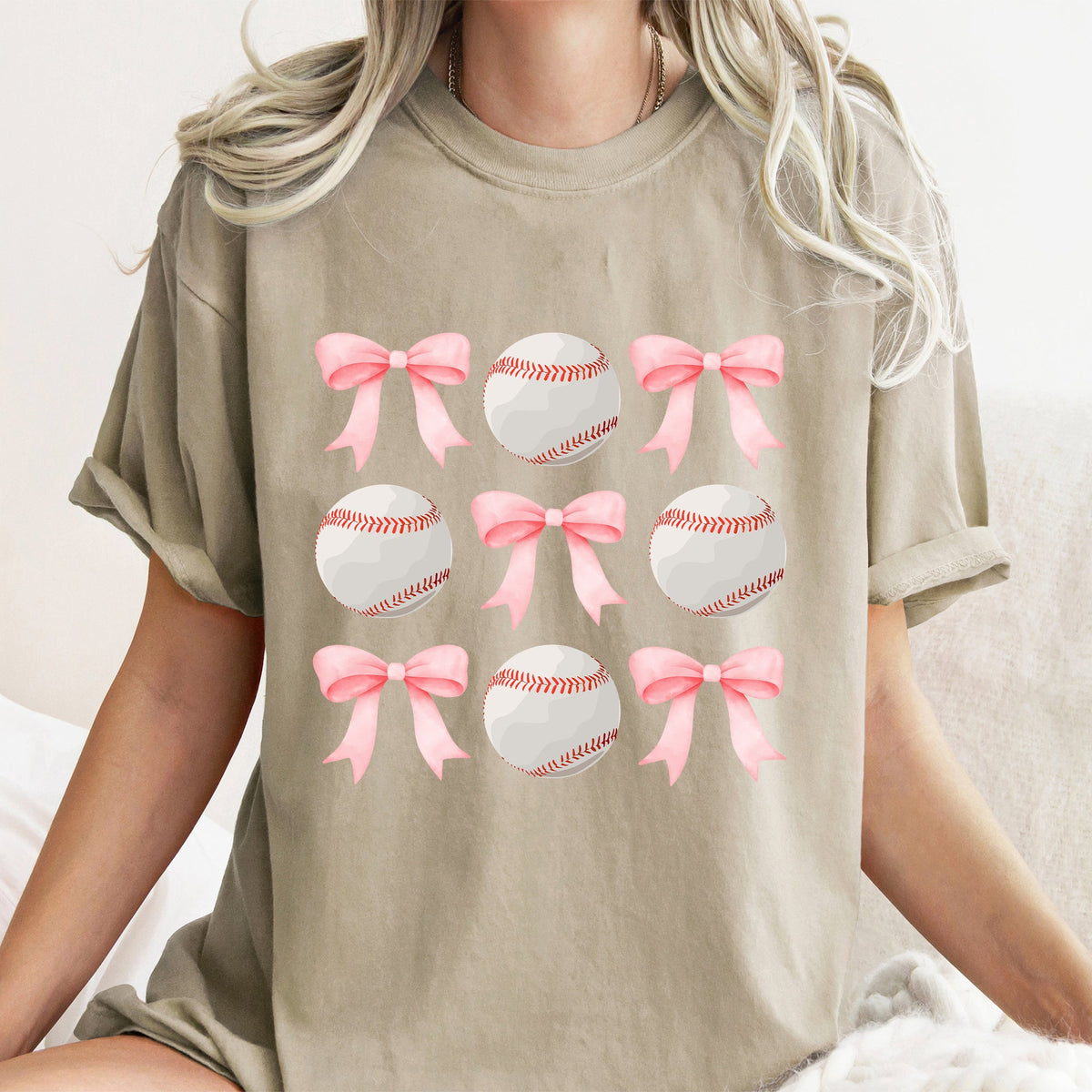 Baseball Mama Pink Bows Sports Lover Coquette Style Vintage Inspired Comfort Colors Tee