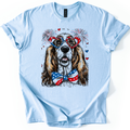 Basset Hound Patriotic Dog USA American Flag Fourth Of July Pet Lover Graphic Tee