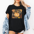 Beautiful Pumpkin Autumn Flowers Watercolor Floral Garden Patchwork Autumn Bloom Graphic Tee