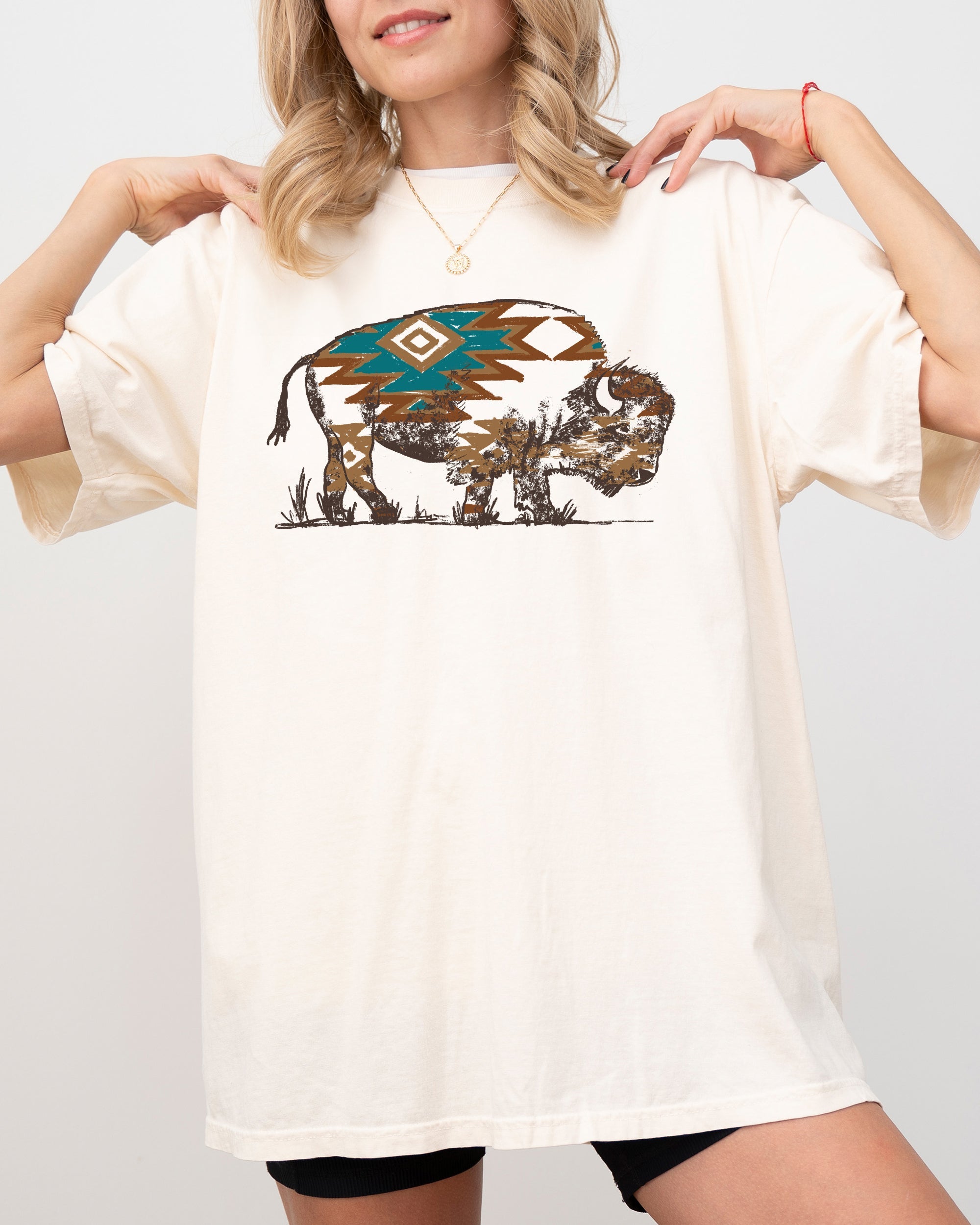 Bison Buffalo Western Cowboy Nature Tribal Print Vintage Graphic Art Comfort Colors Tee