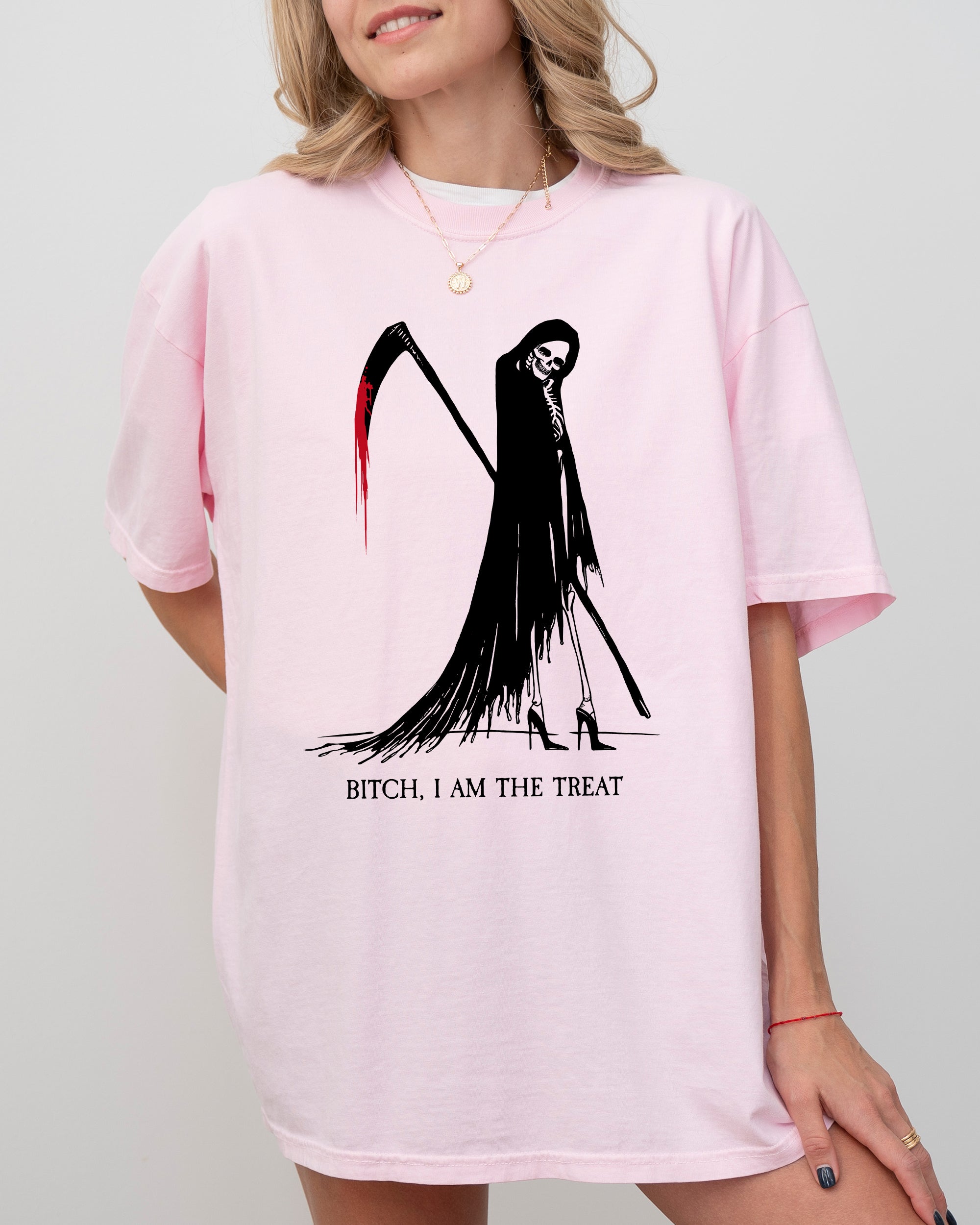 Bitch I Am The Treat Trick Or Treat Death Skeleton Witch Crude Sarcastic Vulgar Comfort Colors Tee