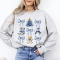 Blue Christmas Snowman Christmas Tree Delft Coquette Floral Santa Classic Sweatshirt