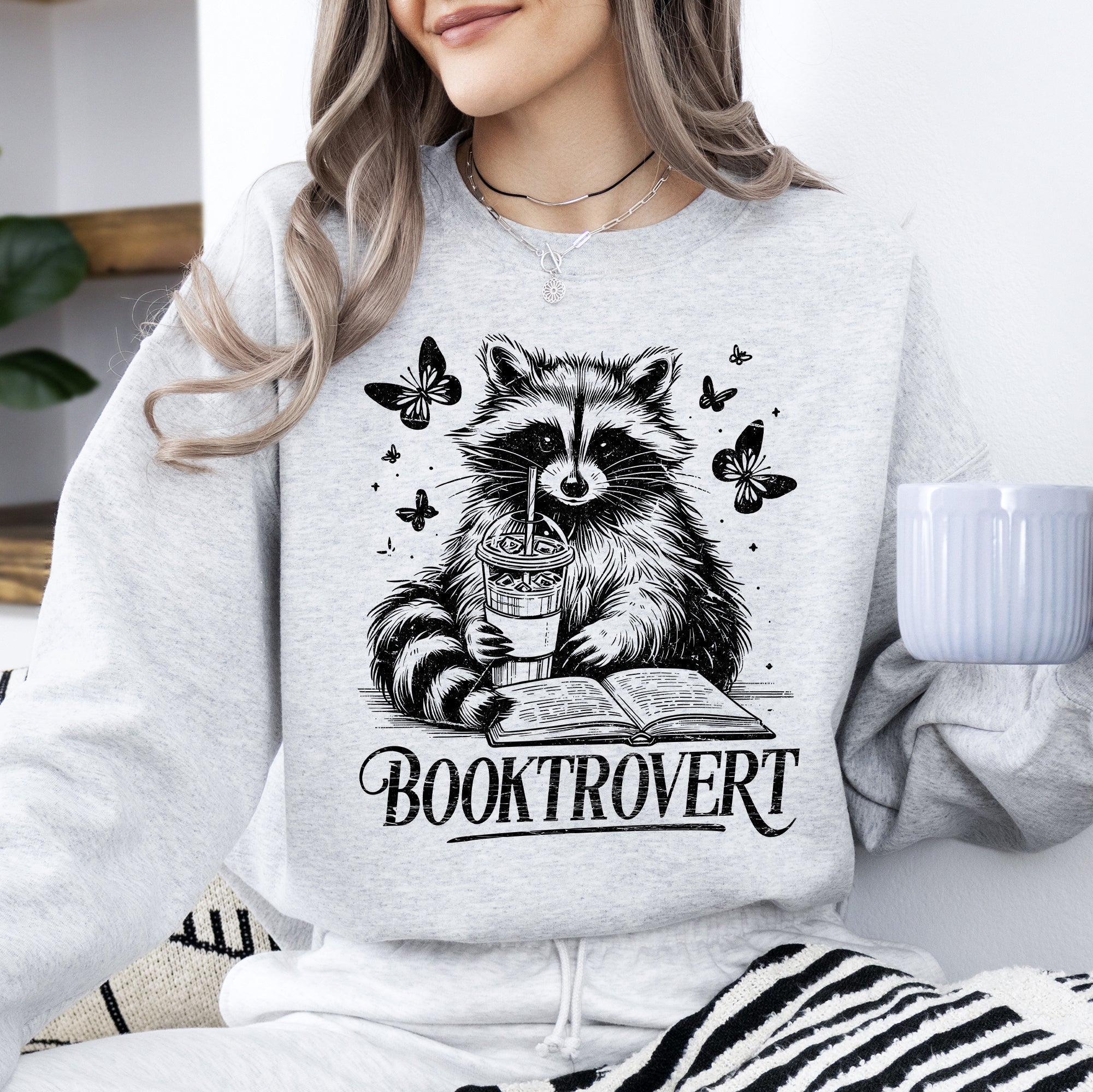 Booktrovert Raccoon Reading Booktok Library Books Avid Reader Collection Sweatshirt