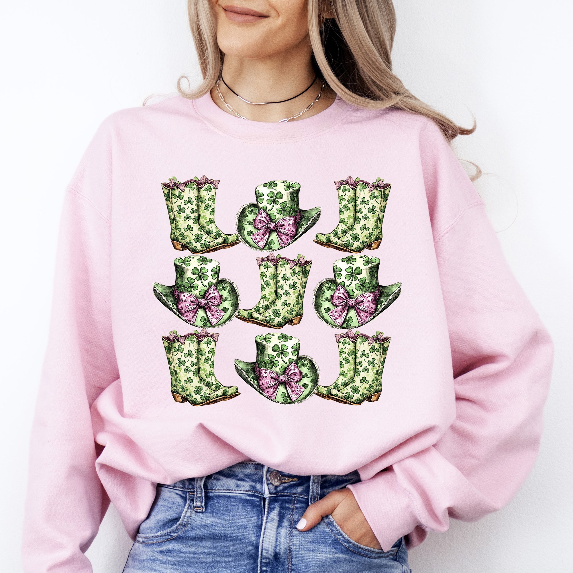Boots And Hats Cowboy St Patrick's Day Shamrock Clover Lucky Leprechaun Sweatshirt