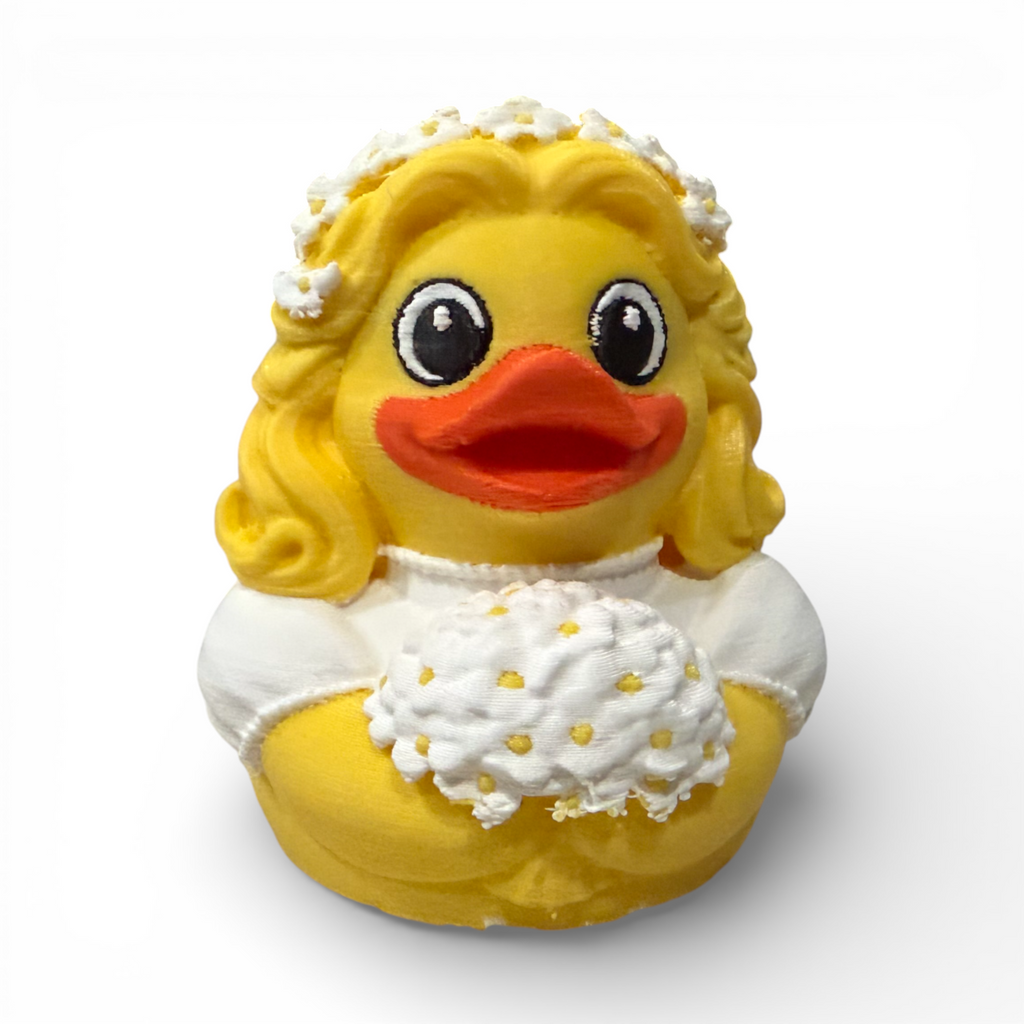 Bride Duck 3D Printed White PLA Based Duck for Wedding Adventures - 3D Printed