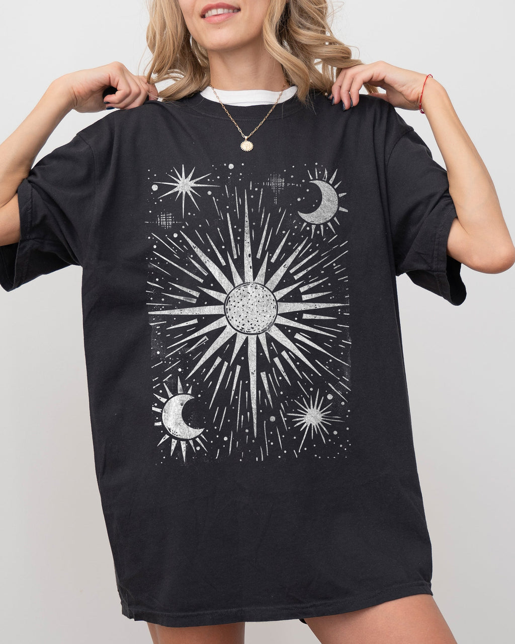 Celestial Stars, Moon, Mystical, Space Night Sky Print Limited Edition Comfort Colors Tee
