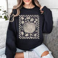 Checkered Pumpkin Minimalist Autumn Harvest Motif Cozy Seasonal For Fall Wardrobe Sweatshirt