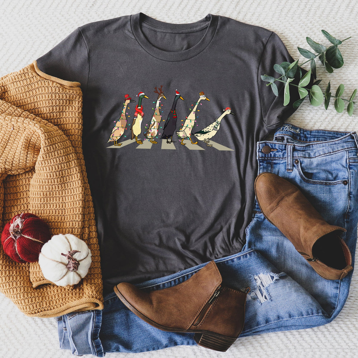 Christmas Ducks And Duck Lovers Santa Farm Life Holiday Edition Artwork Graphic Tee