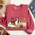 Christmas Farm Animals Farm Life Cow Sheep Horse Chicken Cat Dog Cozy Winter Sweatshirt