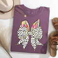 Coquette Dalmatian Print Rabbit Ears Ribbon Bows Easter Bunny Jesus Rabbit Holiday Comfort Colors Tee