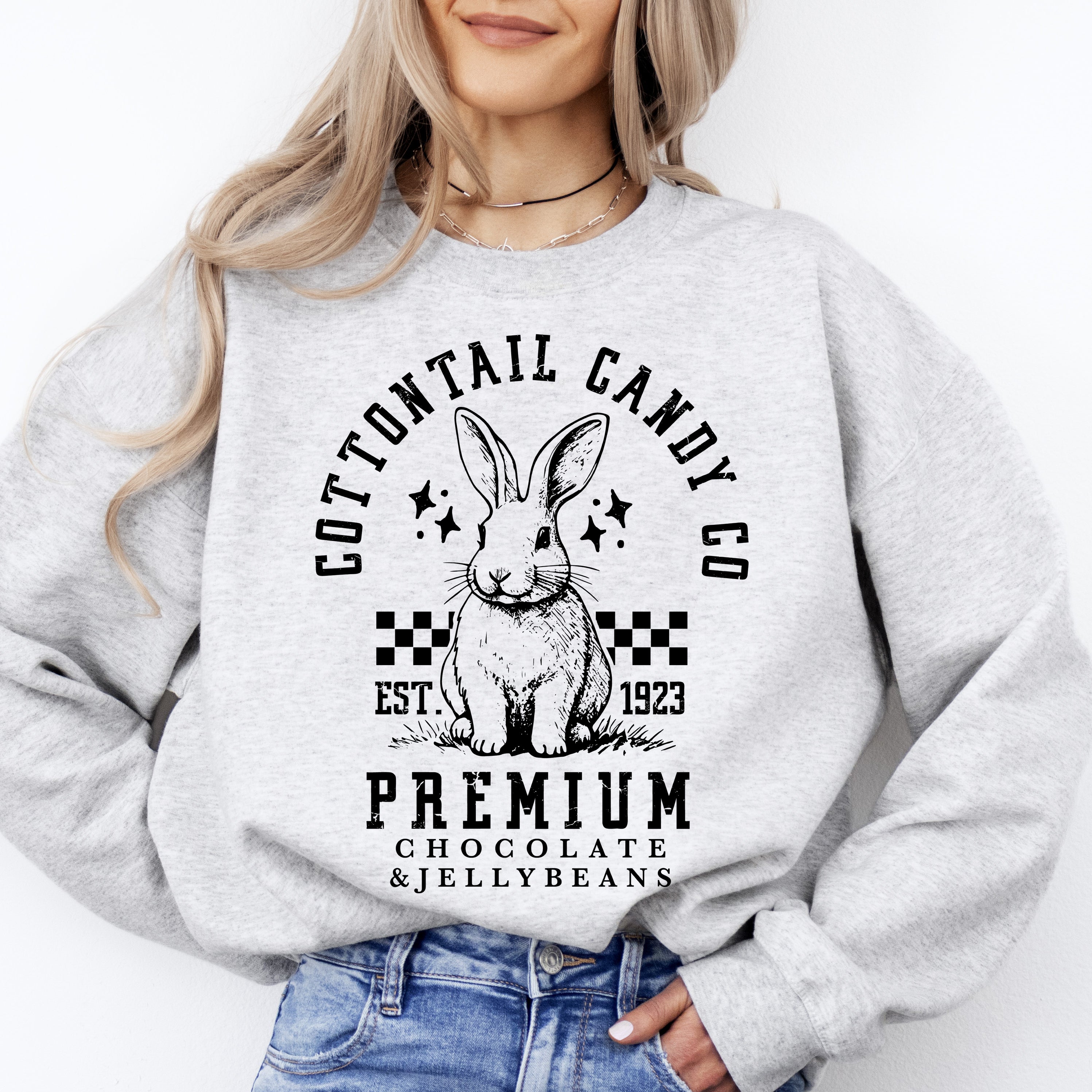Cottontail Candy Easter Bunny Jesus Rabbit Holiday Celebration Scripture Verse Sweatshirt