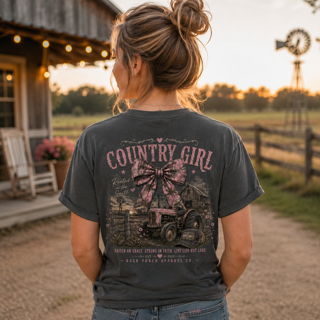 Country Girl Tractor Comfort Colors T-Shirt – Rooted in the South Graphic Tee by Back Porch Apparel