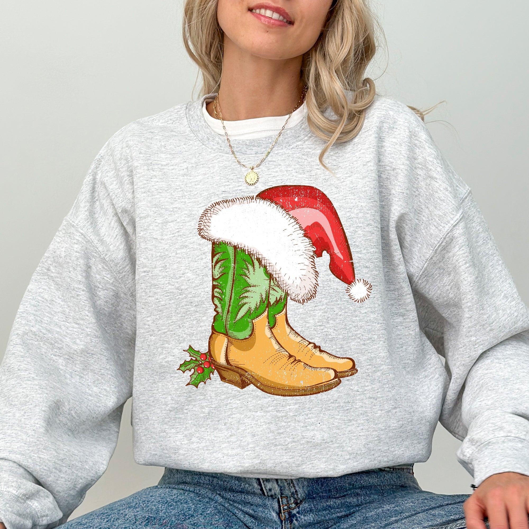 Cowboy Boots Christmas Santa Country Western Xmas Holiday Edition Limited Sweatshirt