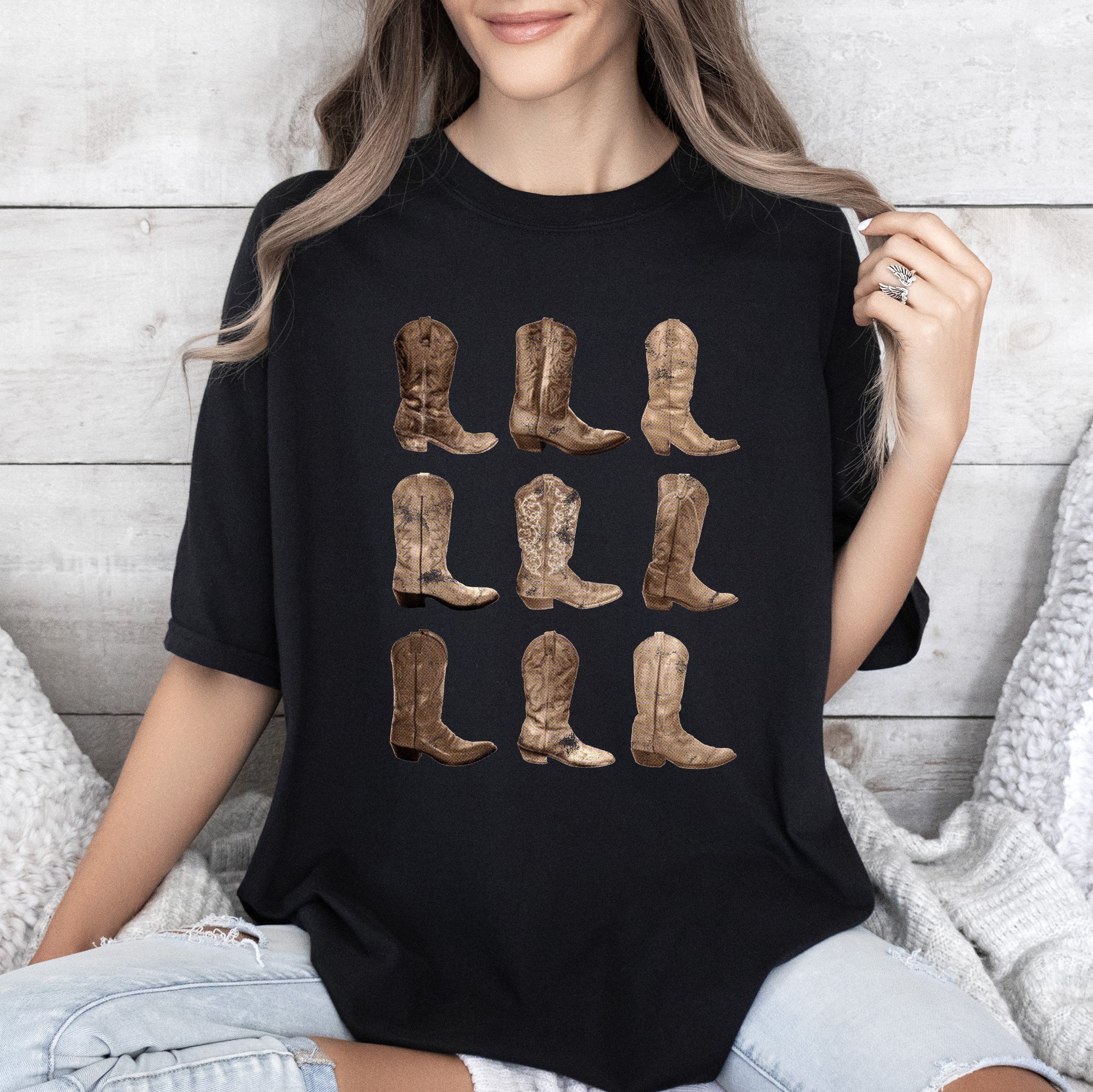 Cowboy Boots Western Retro Vintage Country Style Nostalgia Rustic Heritage Comfort Colors Tee