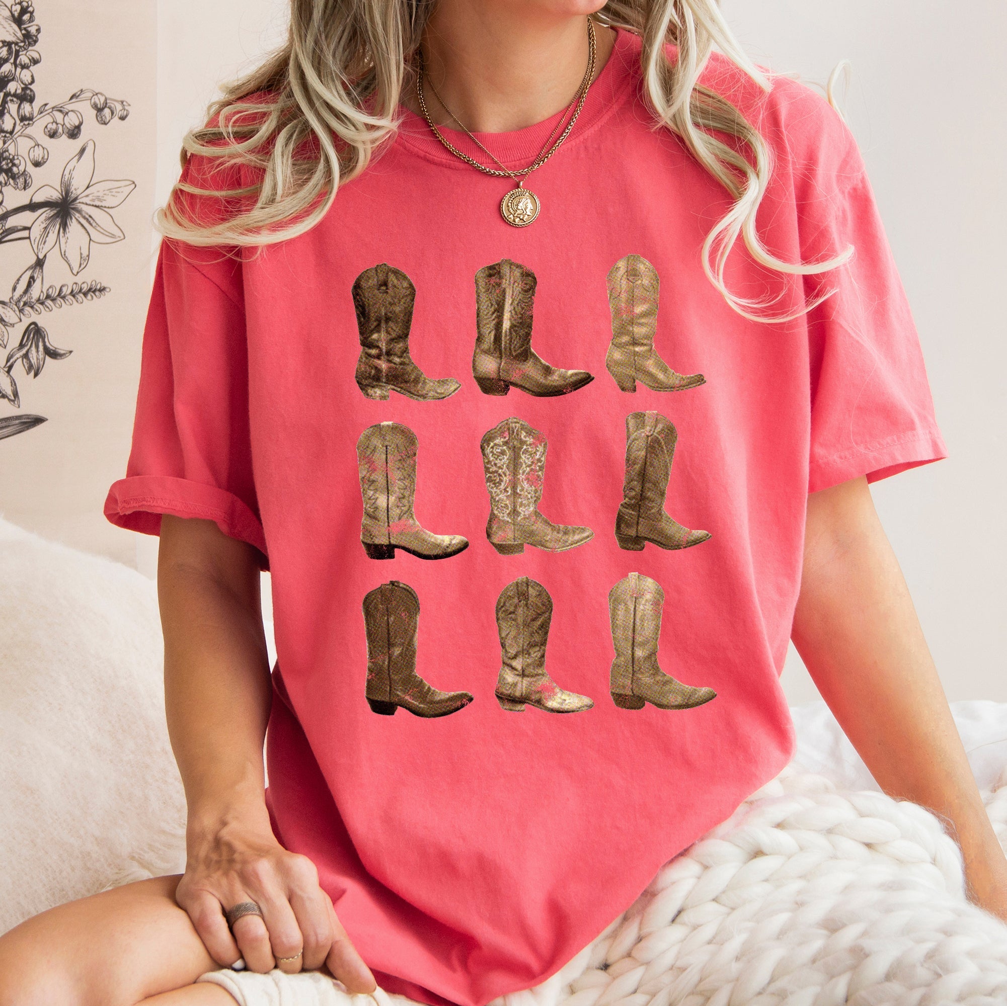 Cowboy Boots Western Retro Vintage Country Style Nostalgia Rustic Heritage Comfort Colors Tee