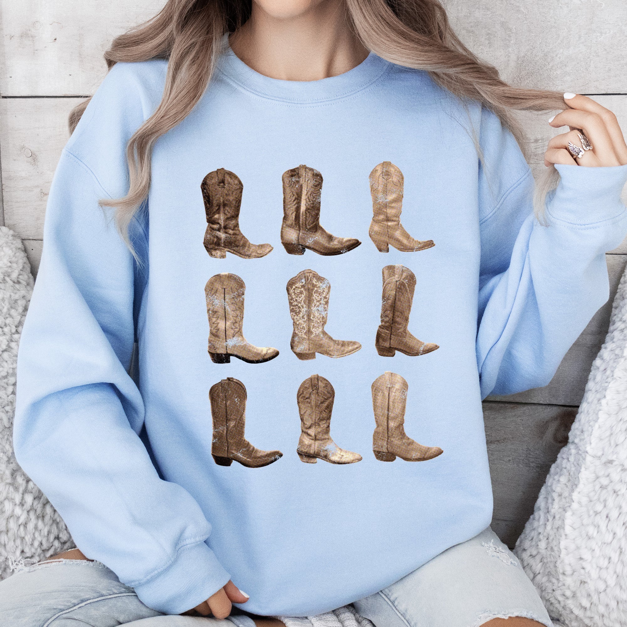 Cowboy Boots Western Retro Vintage Country Western Frontier Rustic Heritage Graphic Sweatshirt