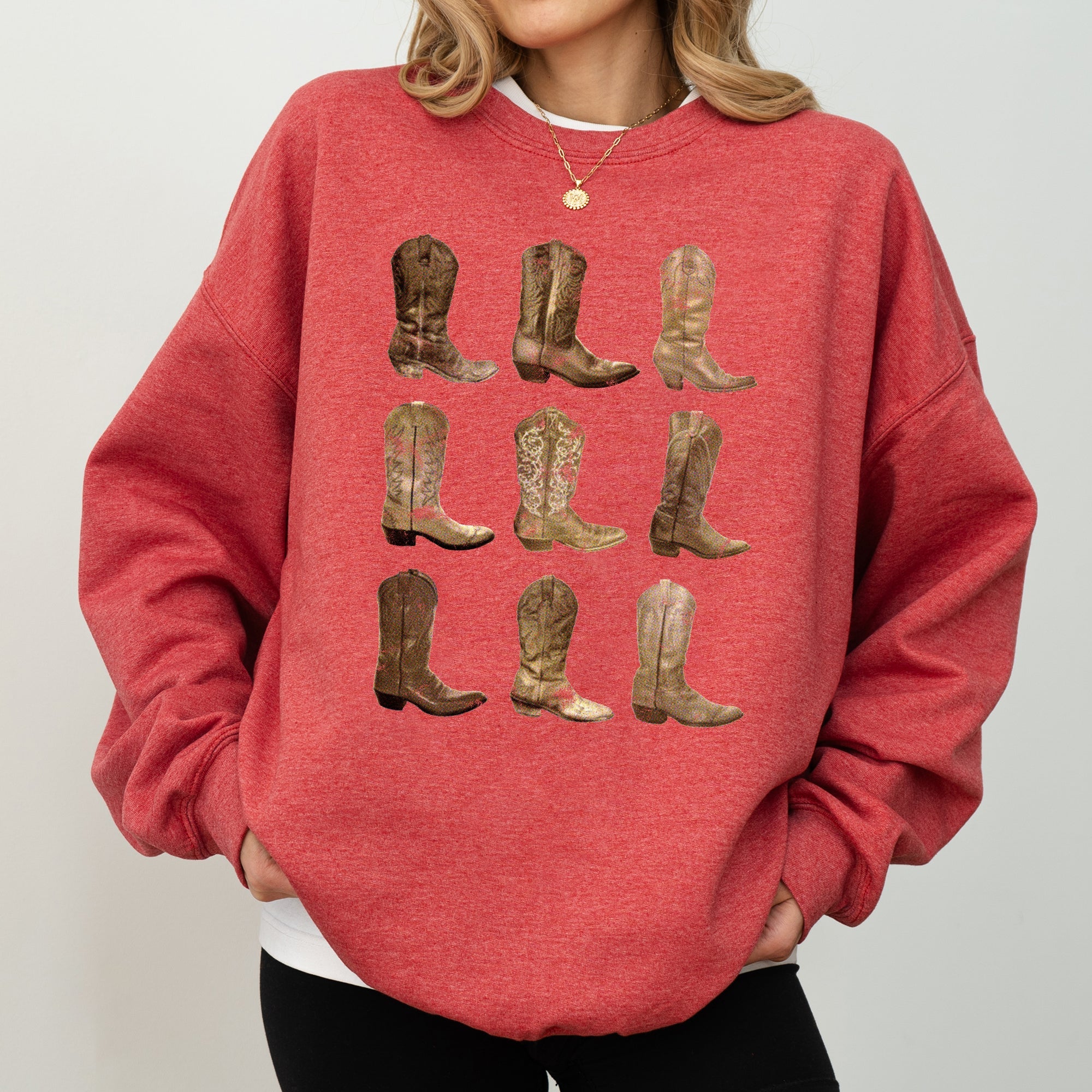 Cowboy Boots Western Retro Vintage Country Western Frontier Rustic Heritage Graphic Sweatshirt